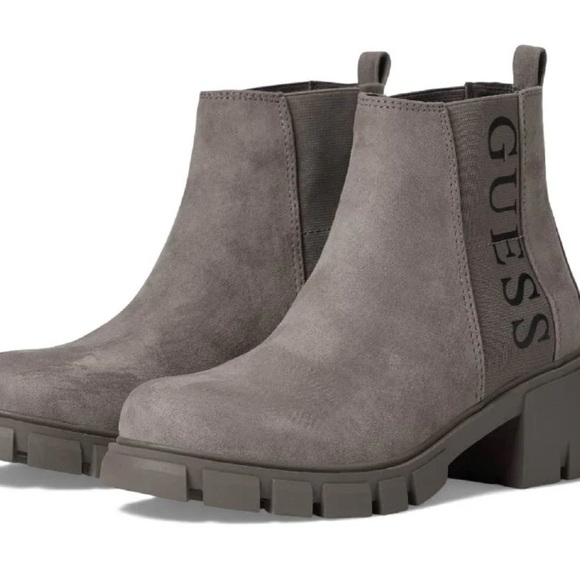 Guess Gray Ankle Boots Women’s Size 7 | Platform Sole | Stylish Fall Booties - Picture 1 of 7